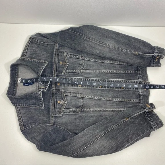Vintage Gap Distressed Faded Black Grunge Punk Rock Trucker Denim Jean Jacket M - Picture 9 of 10